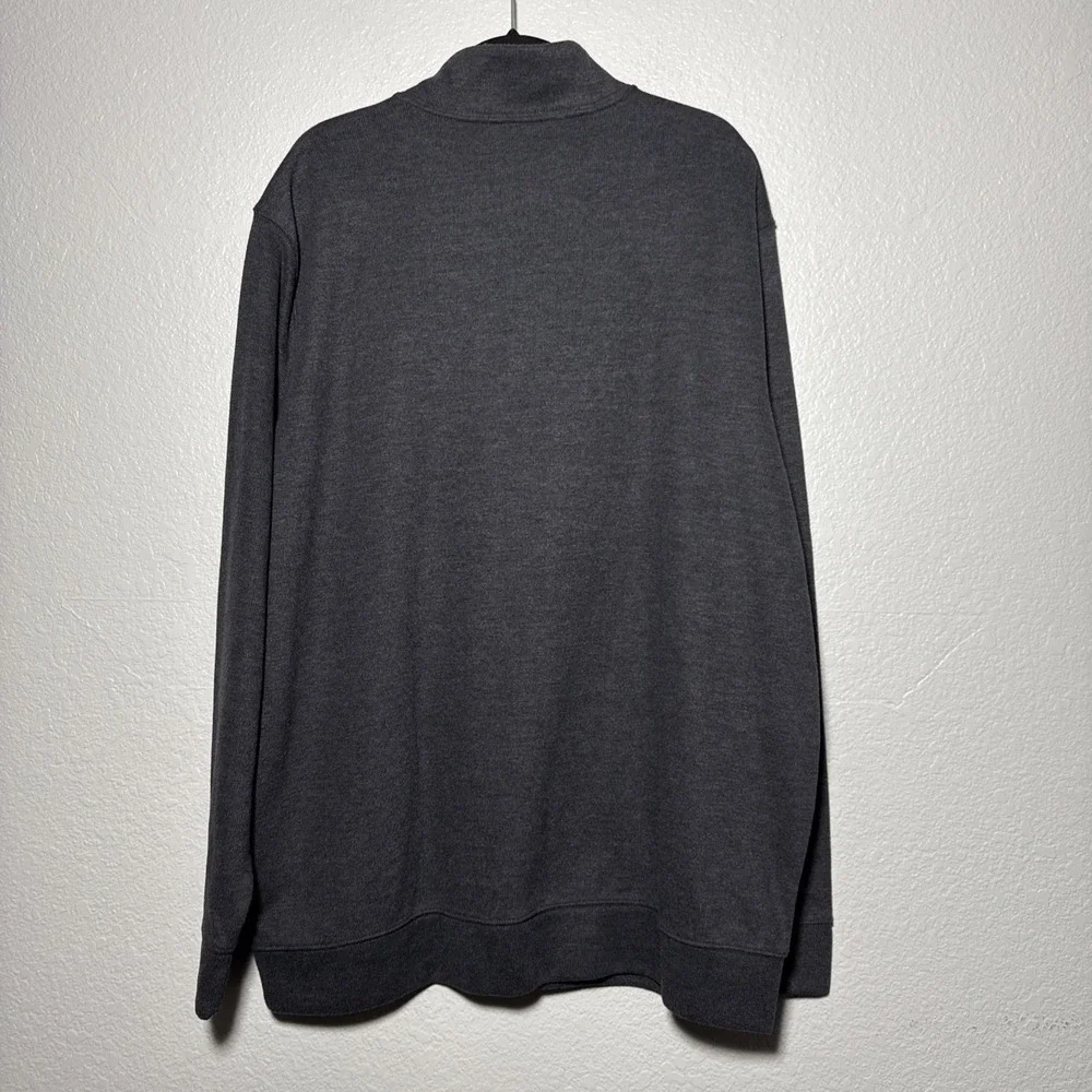 Lands End Men's Bedford Rib Quarter Zip Sweater‎ Gray 2XLT 50-52 Golf Cozy